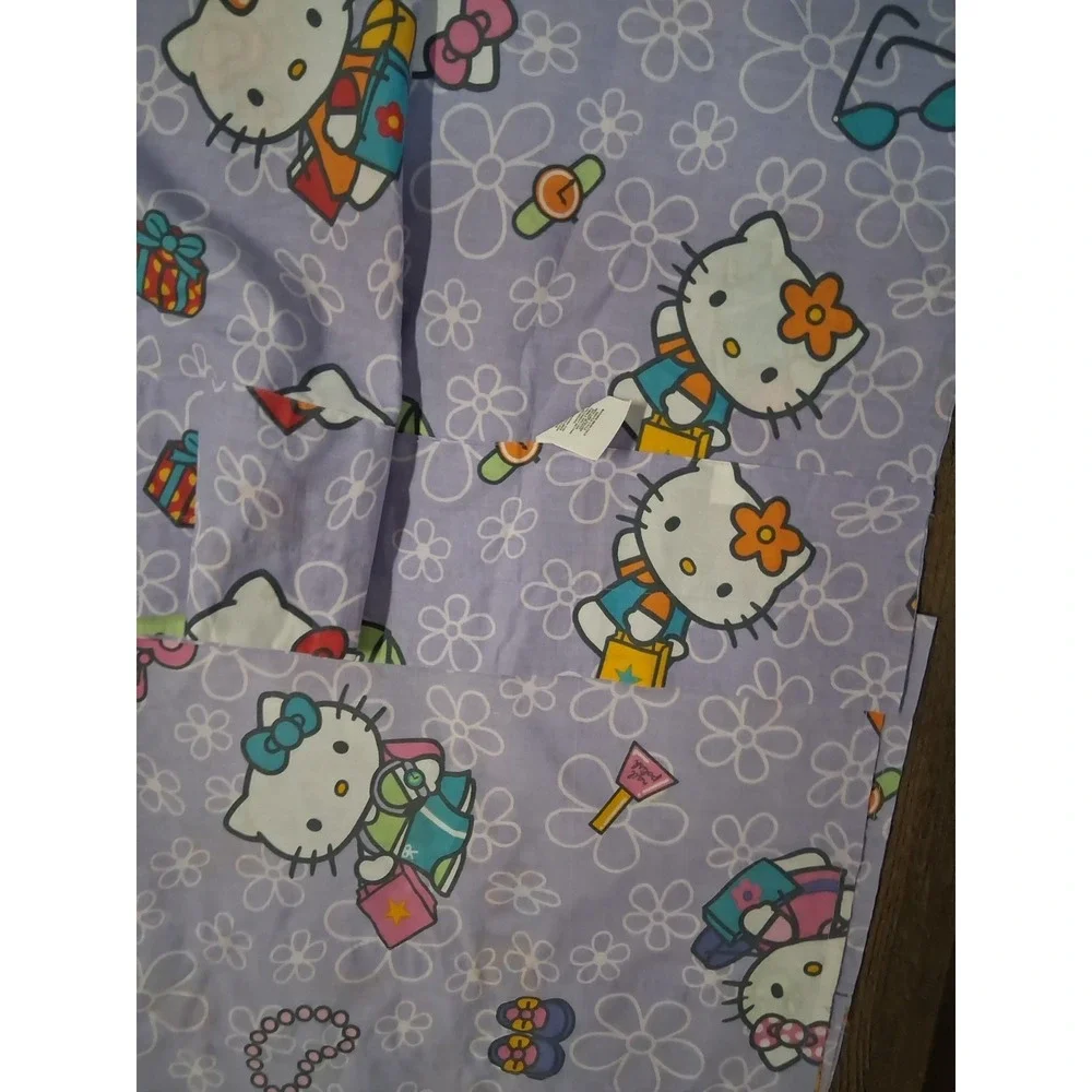 Y2K  2003 Hello Kitty Curtain Valances‎ Purple Flower Set of 2 Shopping Kawaii